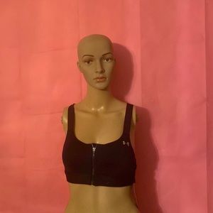 Under armor armour black high support fitted bra with a zipper 32A cross back